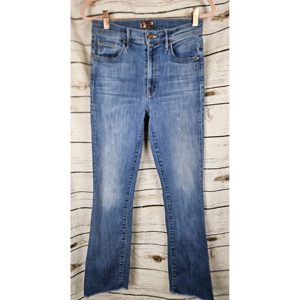 Mother Jeans Insider Flood Fray 27 We Got the Beat Wash Mid Rise Raw Hem